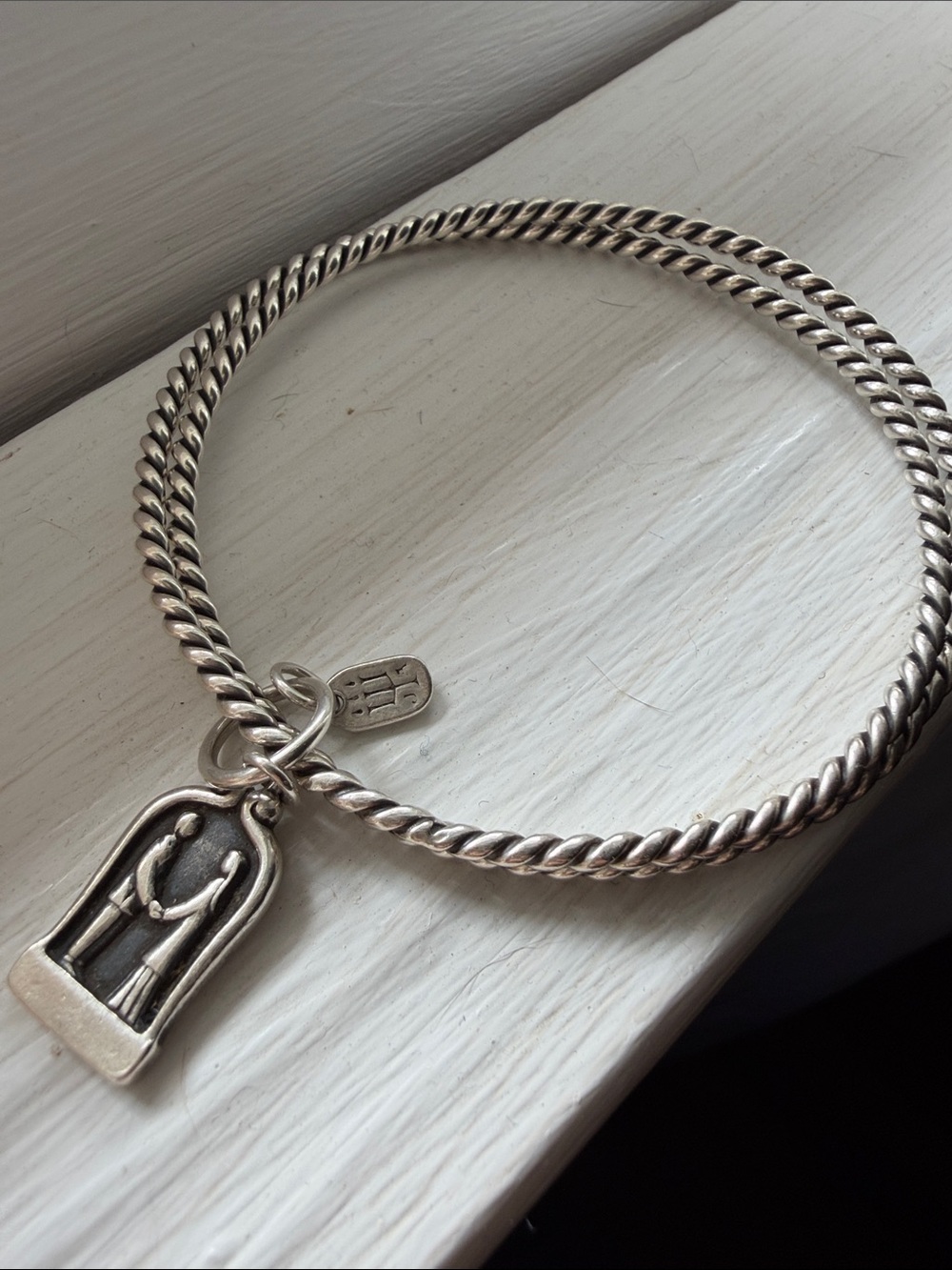 🎀 Retired James Avery Double Twist Sterling Bangle & Anniversary Charm Bundle 🎀